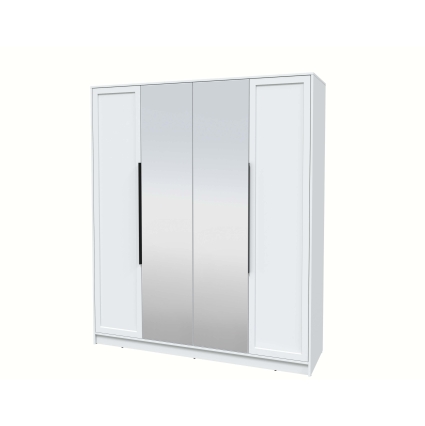 Шкаф распашной Тренд КТ-Ш4 (з) (Белый платинум ЛДСП/ Белый ЛМДФ) Ш1800 В2128 Г547